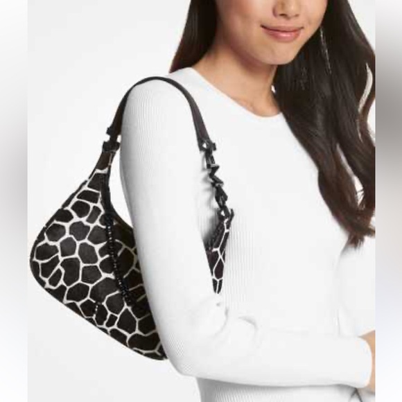 MICHAEL KORS Piper Small Animal Print Calf Hair Shoulder Bag Purse BRAND NEW - Picture 1 of 16
